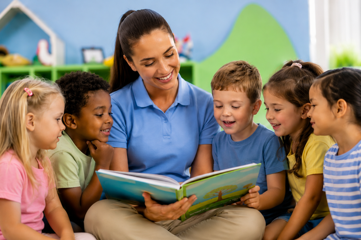Children socializing and learning together in a comfortable childcare center